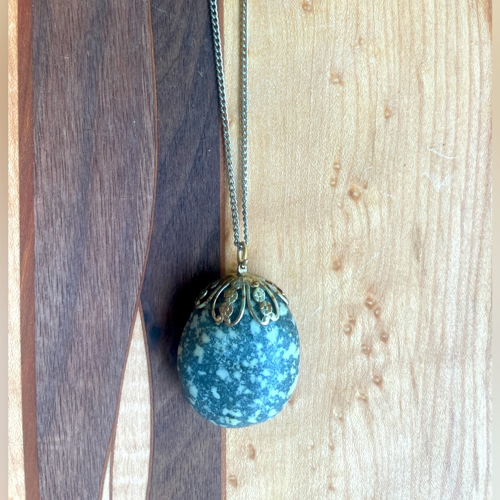 Unusual Vintage Beach Stone Necklace on Chain